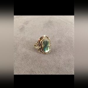 Abalone Shell Sterling Silver Ring (925, Sz: 8)